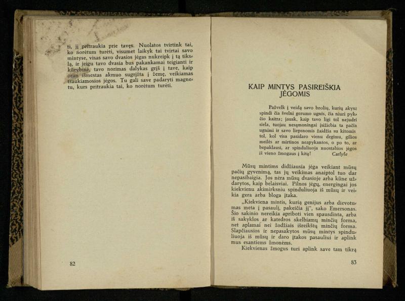 Minties galybė / Orison Swett Marden. – Kaunas: Fakelo leidinys, 1937. – 149, [2] p.