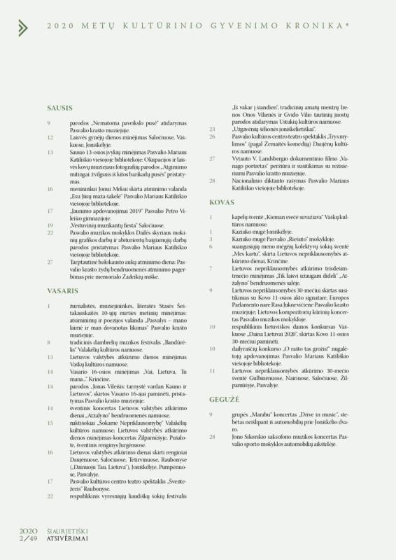Šiaurietiški atsivėrimai : Pasvalio krašto istorijos ir kultūros žurnalas 2020, nr. 2 (49)