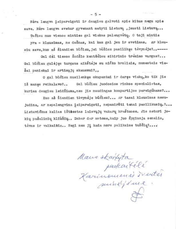 Rašytojo, savaitraščio „Tėviškės Žiburiai“ redaktoriaus Česlovo Senkevičiaus paskaitos „Vėl susirinkome prisiminti savąją kariuomenę“ tekstas