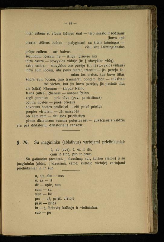 Lotynų kalbos etimologija ir pirmieji sintaksės dalykai: vidurinėms mokykloms vadovėlis (3-sios ir 4-sios kl. kursas) / K. Kliuksinas. – Kaunas: kooperacijos sąjungos „Spaudos fondo“ leidinys, 1932. – 131, [4] p.