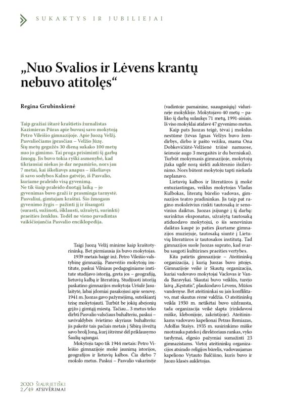 Šiaurietiški atsivėrimai : Pasvalio krašto istorijos ir kultūros žurnalas 2020, nr. 2 (49)