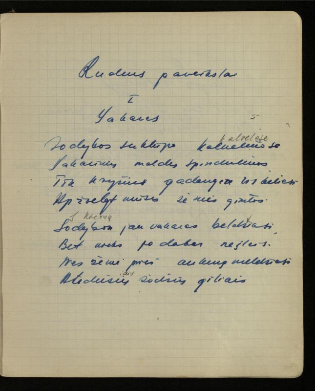 Žurnalisto, literato, vertėjo Kazimiero Pūro kūrybos V sąsiuvinis. Eilėraščiai, 1951–1952 m.