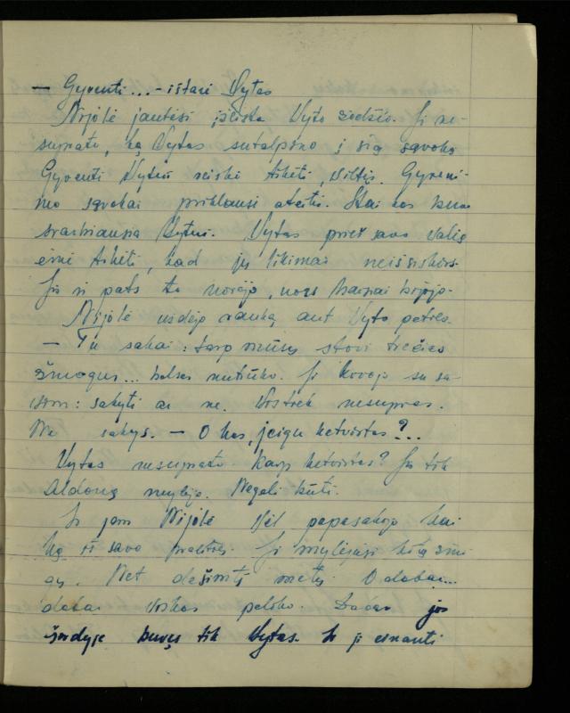 Žurnalisto, literato, vertėjo Kazimiero Pūro kūrybos I sąsiuvinis. Apsakymas (autobiografinė impresija), 1950 m.
