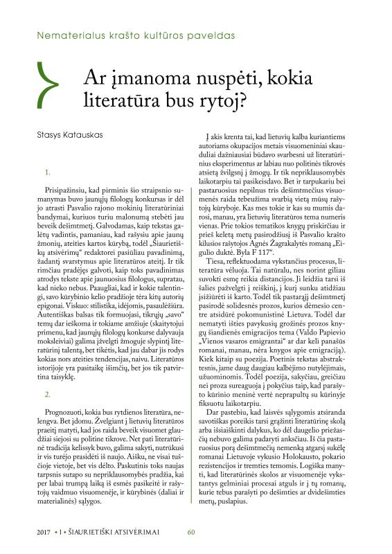 Šiaurietiški atsivėrimai : Pasvalio krašto istorijos ir kultūros žurnalas 2017, nr. 1 (42)