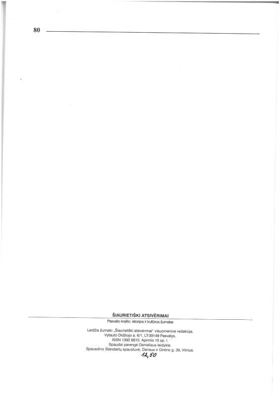 Šiaurietiški atsivėrimai : Pasvalio krašto istorijos ir kultūros žurnalas 2006, nr. 1 (20)