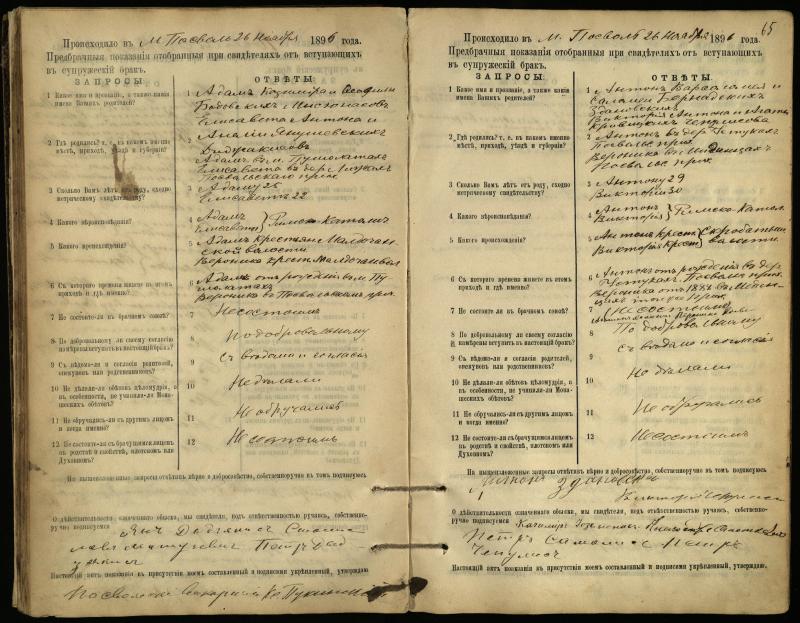 Pasvalio Romos katalikų parapijos bažnyčios 1894–1903 metų priešjungtuvinės apklausos knyga