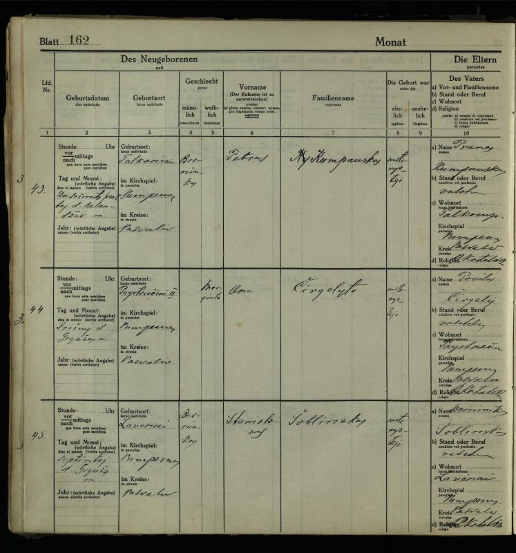 Pumpėnų Romos katalikų parapijos bažnyčios 1916–1921 metų krikšto metrikų knyga