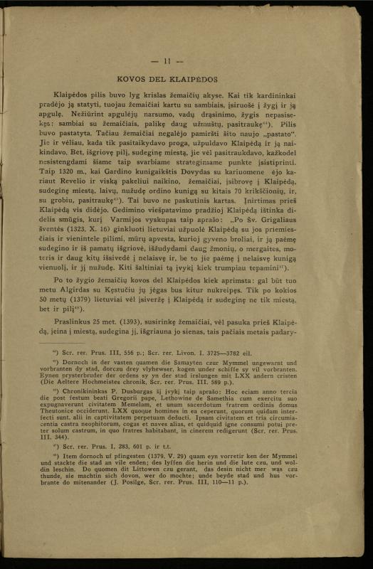Klaipėdos miesto istorijos bruožai: (1252–1466) / Paulius Šležas. – [Kaunas]: [s.n.], 1933. – 15 p.