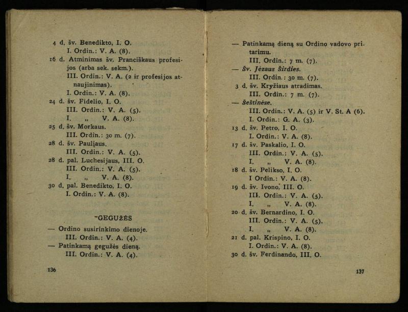 Naujas vadovėlis šv. Pranciškaus tretininkams / sustatė T. Pranciškus Bizauskas O. F. M. – 3-ias papild. ir pager. leid. – Kaunas: [s.n.], 1934. – 200 p.