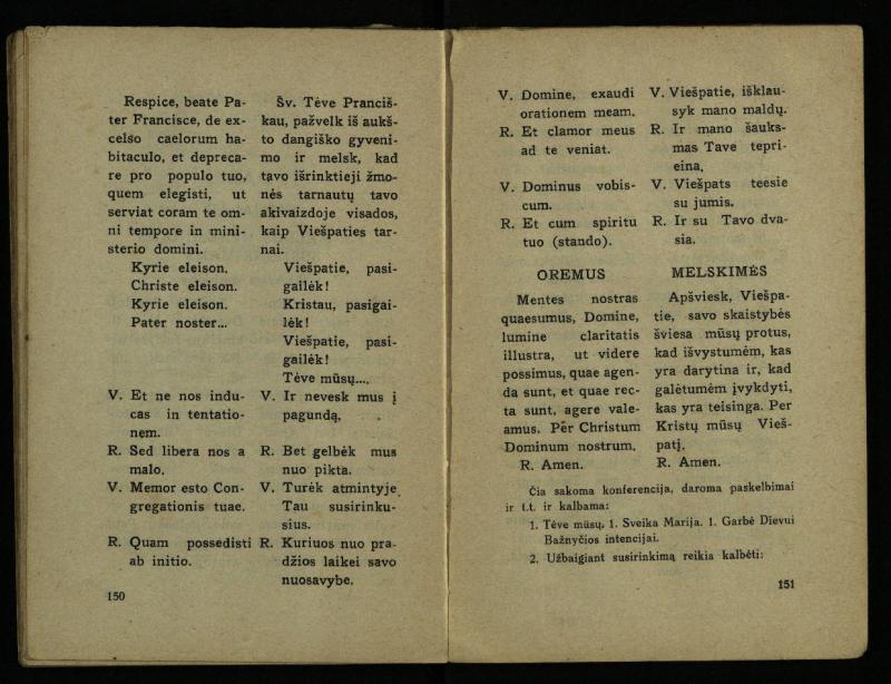 Naujas vadovėlis šv. Pranciškaus tretininkams / sustatė T. Pranciškus Bizauskas O. F. M. – 3-ias papild. ir pager. leid. – Kaunas: [s.n.], 1934. – 200 p.