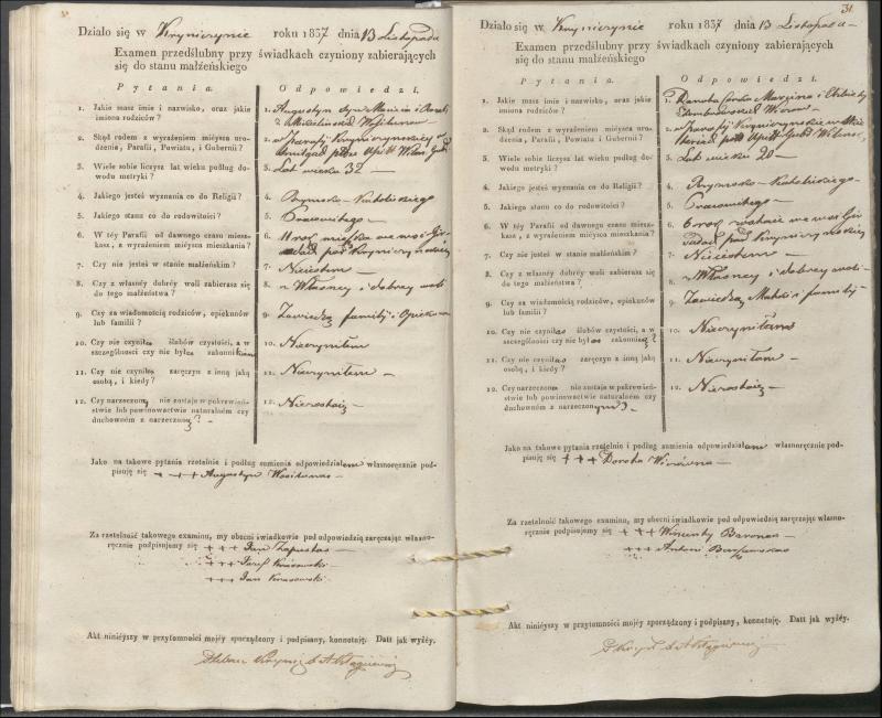 Krinčino Romos katalikų parapijos bažnyčios 1837–1839 metų priešjungtuvinės apklausos knyga