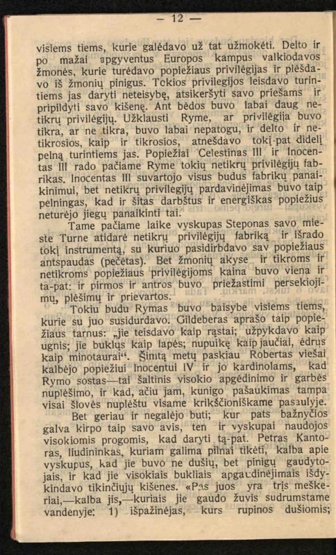Viduramžių bažnyčios vaizdas / (historiškas piešinėlis Li); sutrumpino ir sulietuvino kun. Jonas Šepetys. – [S.l.]: [s.n.], 1912 (Vilnius: M. Kuktos sp.). – 31 p.