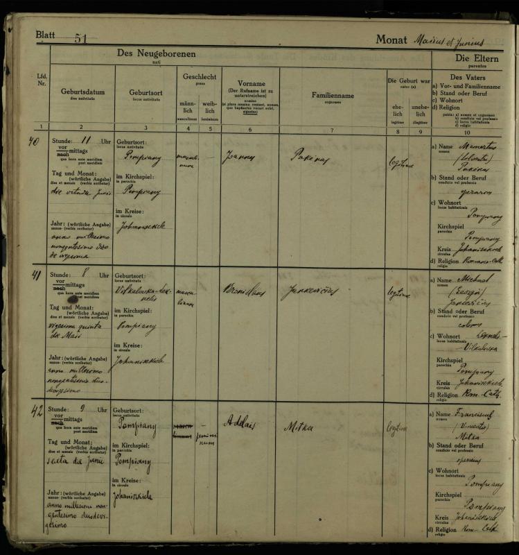 Pumpėnų Romos katalikų parapijos bažnyčios 1916–1921 metų krikšto metrikų knyga