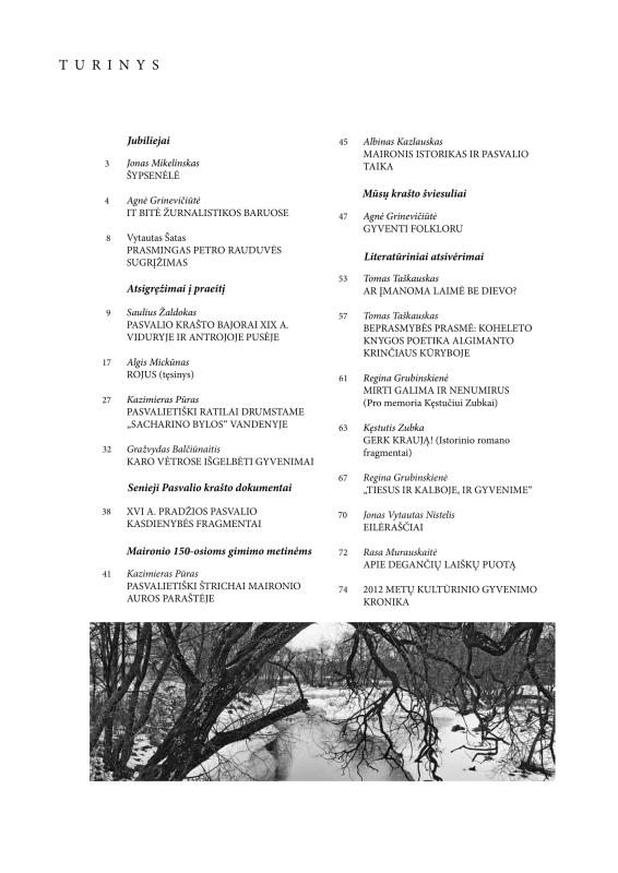 Šiaurietiški atsivėrimai : Pasvalio krašto istorijos ir kultūros žurnalas 2012, nr. 2 (33)
