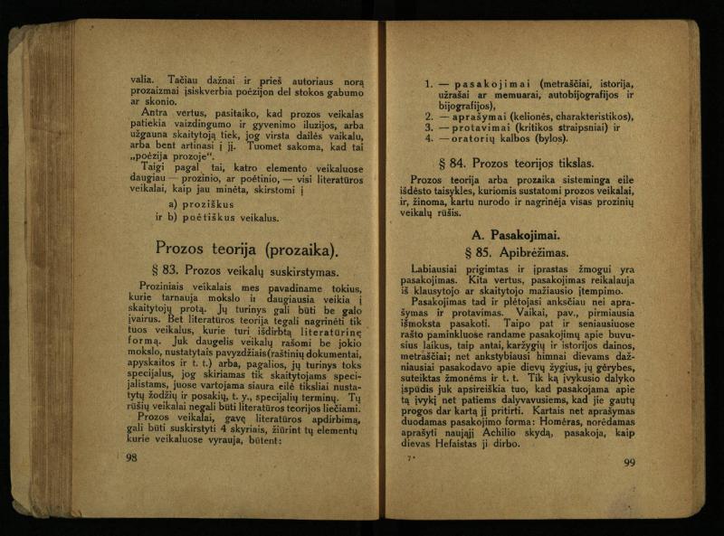 Literatūros teorija : vadovėlis aukštesniosioms mokykloms / K. Bizauskas. – 3 -ias leid. – Kaunas, 1922. – 199 p.