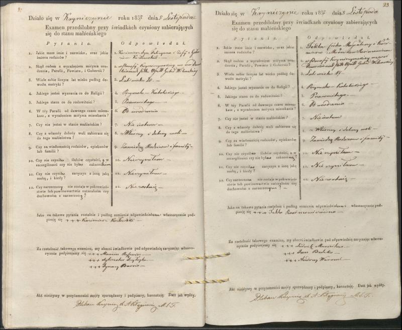Krinčino Romos katalikų parapijos bažnyčios 1837–1839 metų priešjungtuvinės apklausos knyga