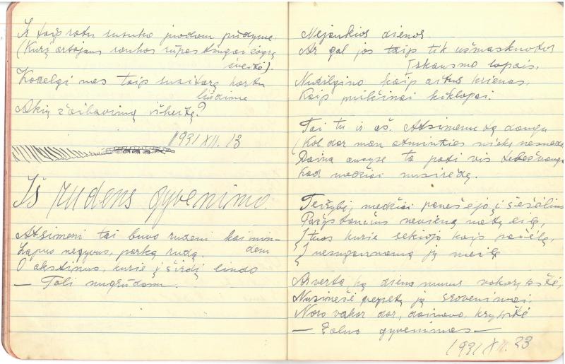 Albino Vaitkaus (Mariaus Katiliškio) eilėraščių sąsiuvinis „Eilėraščiai“. III dal. Žagarė–Katiliškės. 1931.XI.12