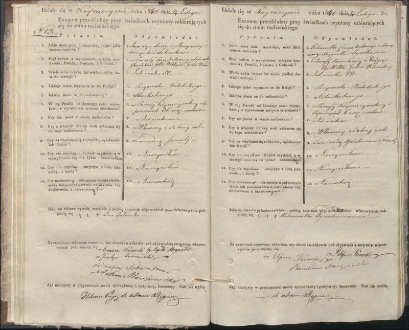 Krinčino Romos katalikų parapijos bažnyčios 1840–1844 metų priešjungtuvinės apklausos knyga