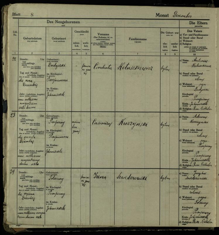 Pumpėnų Romos katalikų parapijos bažnyčios 1916–1921 metų krikšto metrikų knyga