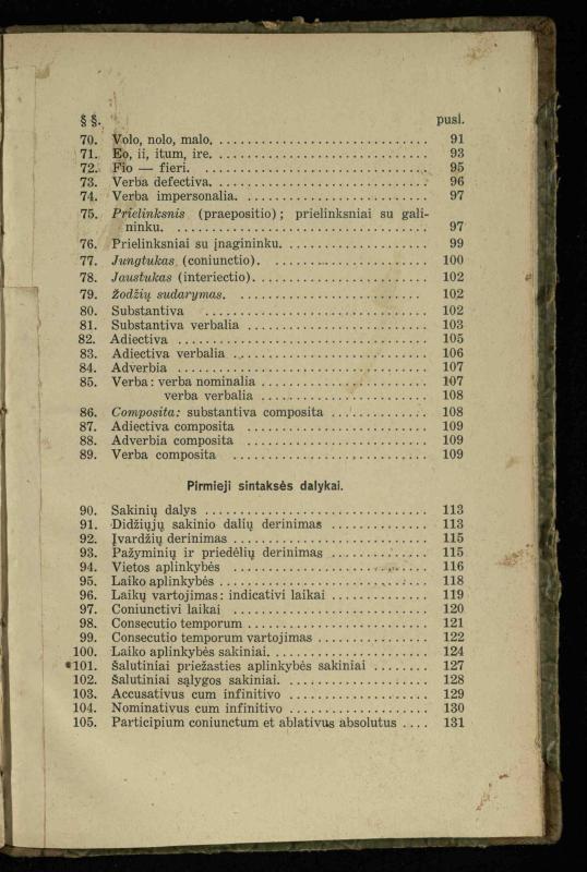 Lotynų kalbos etimologija ir pirmieji sintaksės dalykai: vidurinėms mokykloms vadovėlis (3-sios ir 4-sios kl. kursas) / K. Kliuksinas. – Kaunas: kooperacijos sąjungos „Spaudos fondo“ leidinys, 1932. – 131, [4] p.